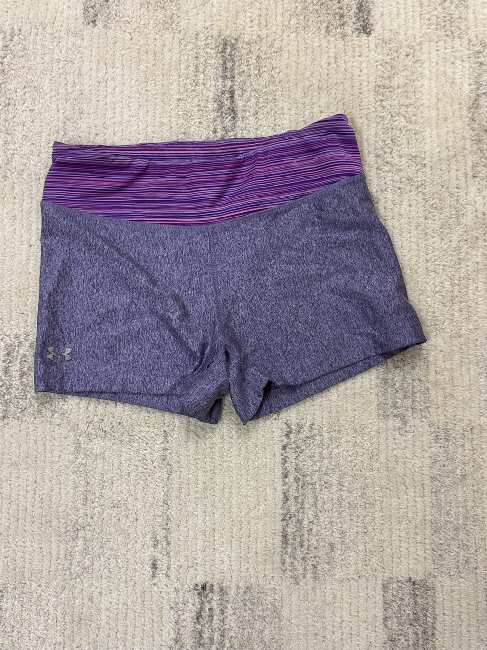 Under Armour Purple Heathered Performance Shorts with Striped Waistband